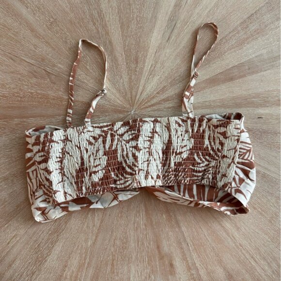 Forever 21 Brown & White Tropical Print Crop Top – Size Medium - Picture 2 of 2